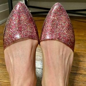 Hot pink glitter Jelly flats